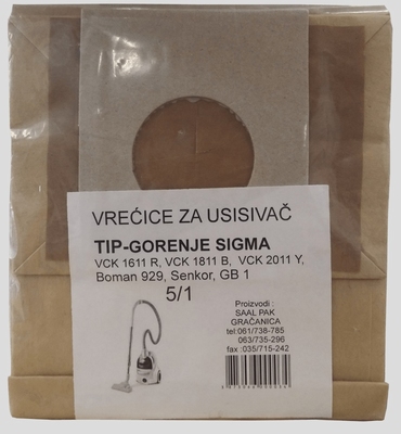 Vrećica usisavača GB1 SET 5/1 SIGMA