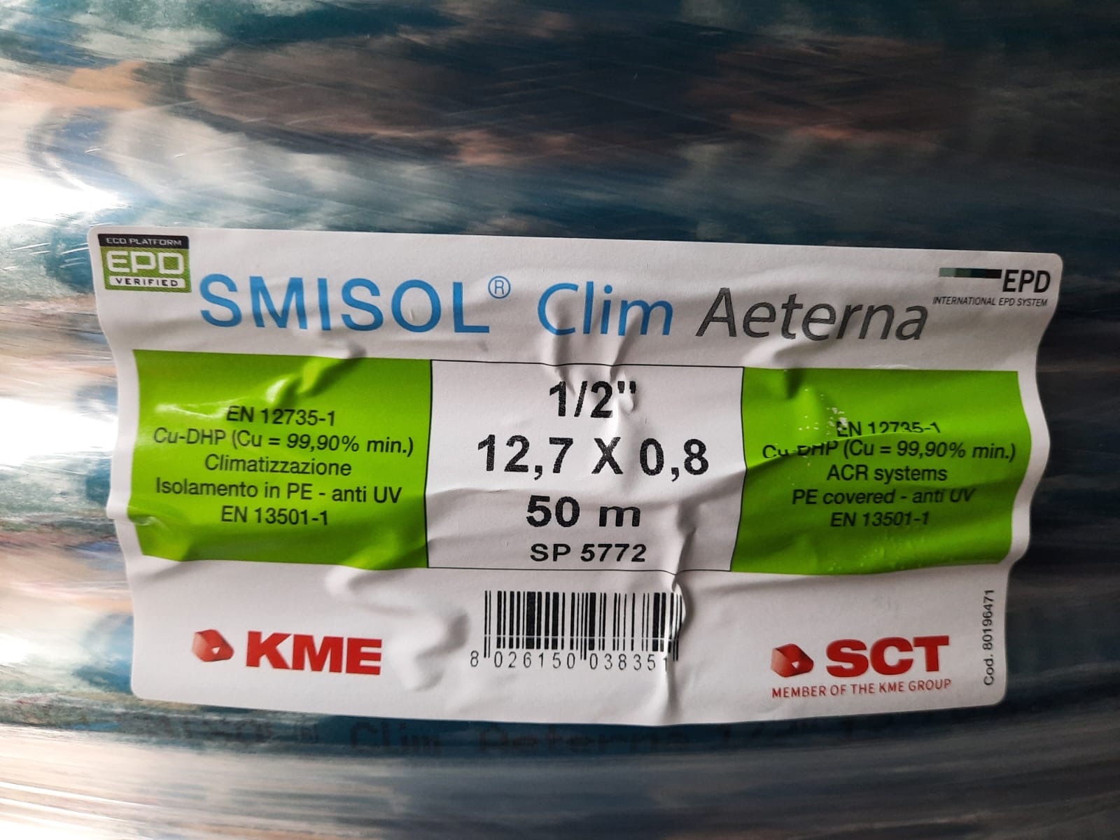 BAKRENA CIJEV IZOL.SCT AETERNA 1/2"x0,8mm(12,70mm)