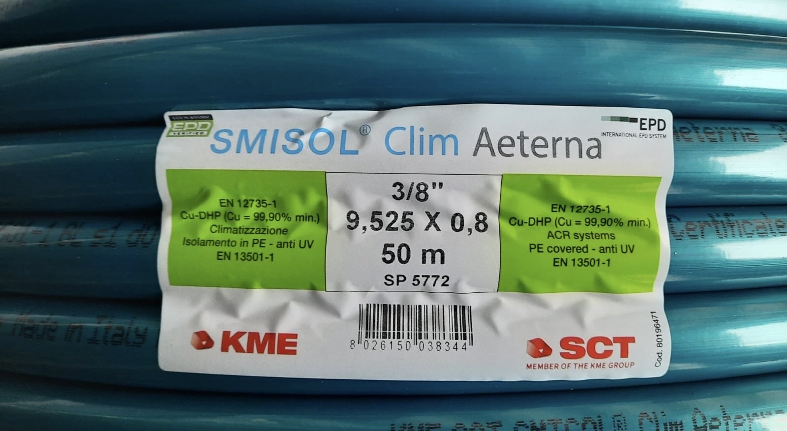 BAKRENA CIJEV IZOL.SCT AETERNA 3/8"x0,8mm(9,52mm)