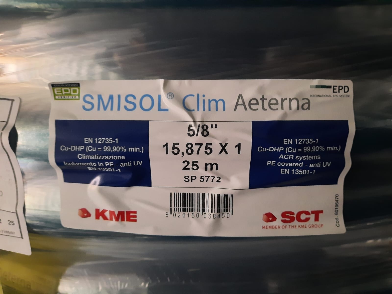 BAKRENA CIJEV IZOL.SCT AETERNA 5/8"x1,0mm(15,87mm)