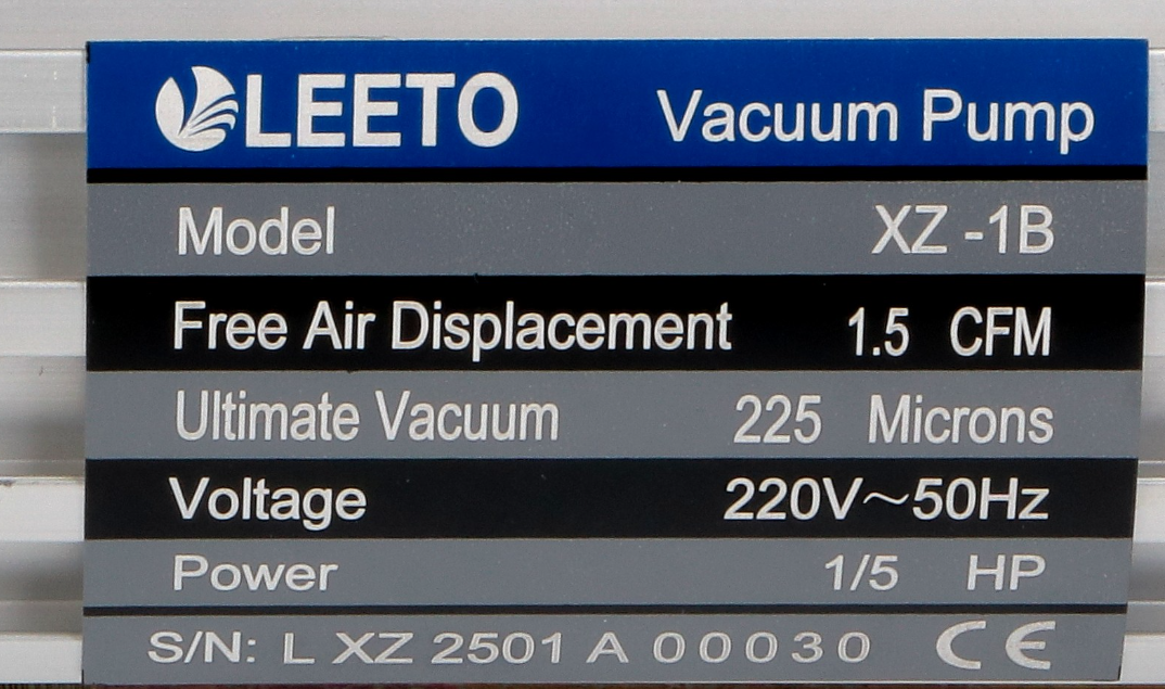 LEETO VAKUM PUMPA XZ-1B-AL 42L/Min jednostepena, 225 mikrona