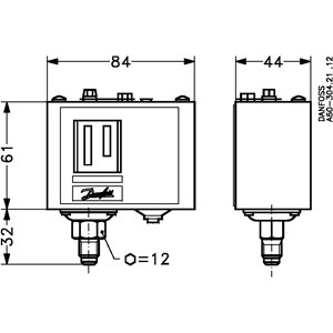 Presostat DANFOSS KP 1 aut. (-0.2-7.5 bar) LP