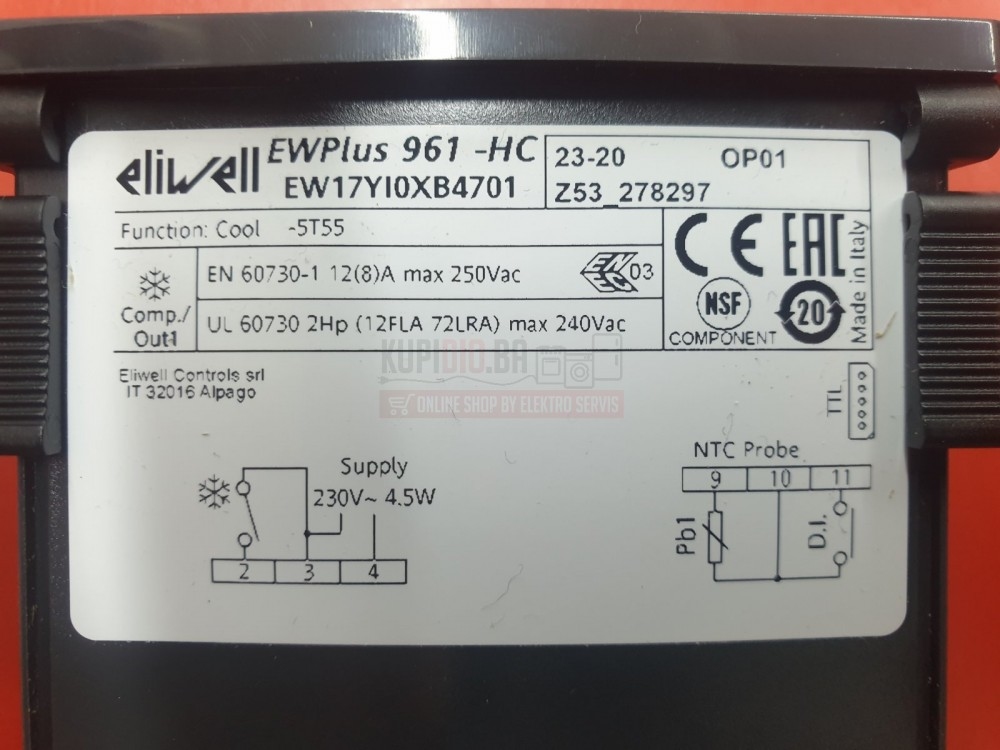 Termostat EW PLUS 961 + 1 sonda NTC 230V